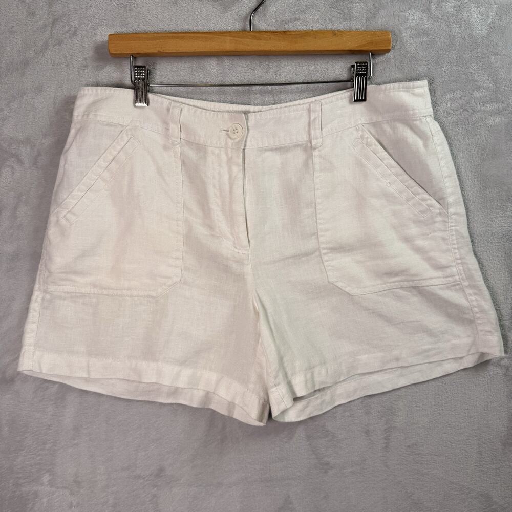 Tommy Bahama 100% Linen Shorts Women's 12 White Resortwear Beach Summer Vacation - Picture 1 of 15
